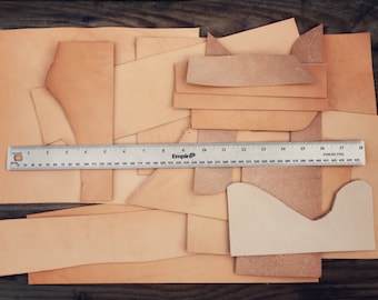 1lb Leather Scraps, Vegetable Tanned Leather, Luxury Tooling Leather, Leather Remnants, full grain, various sizes