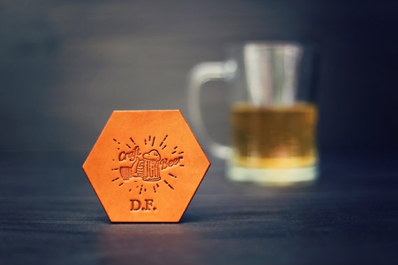 Personalized Leather Coaster Custom Leather Coaster Handmade Etsy