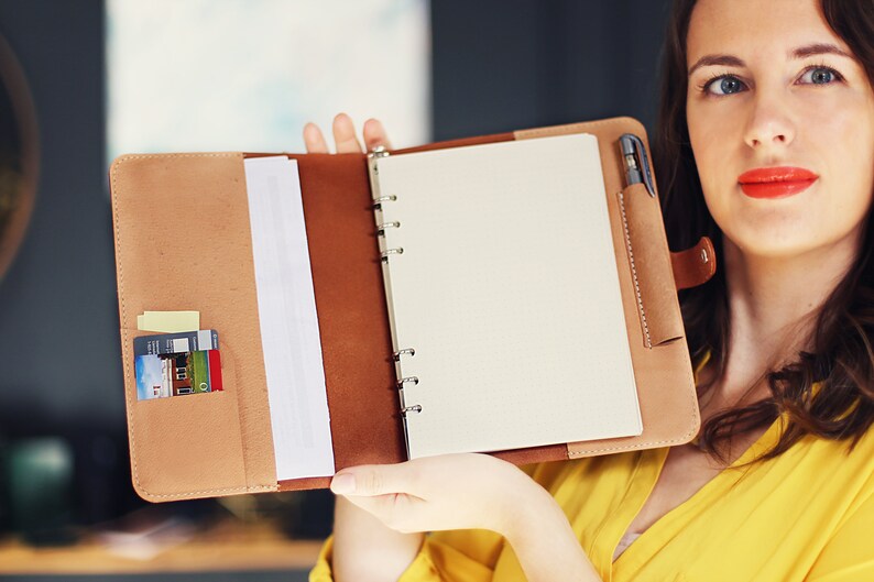 A5 Large Personalized Leather Organizer Agenda Travel Journal Etsy