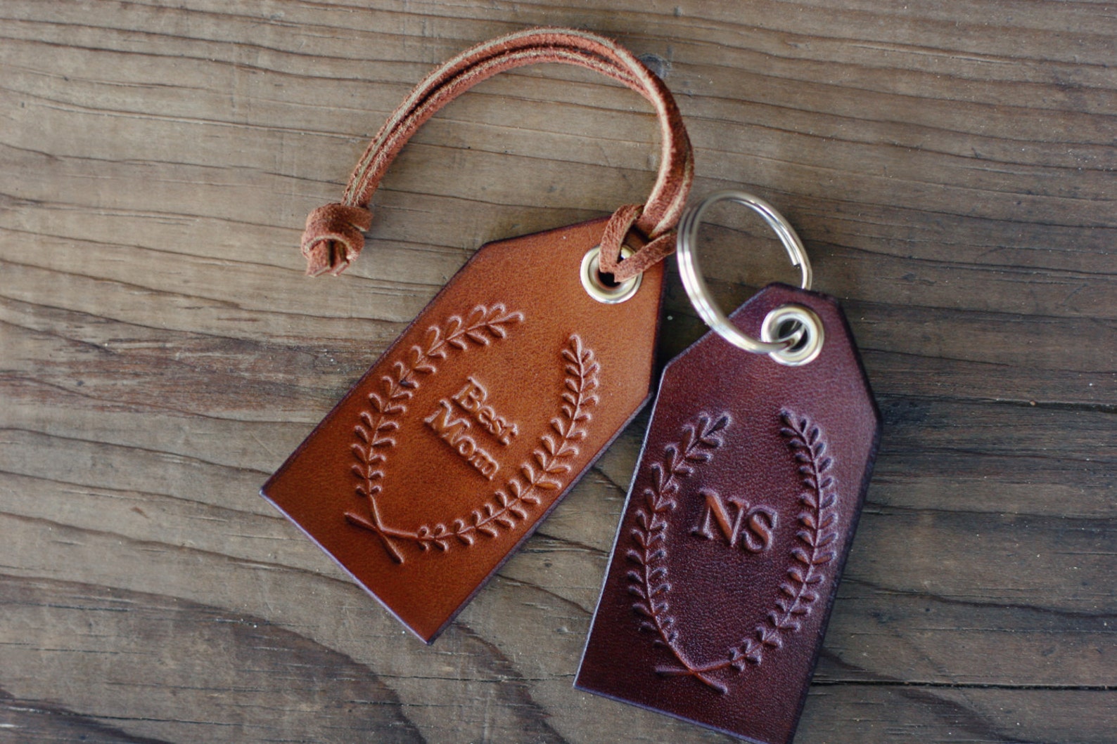 Custom Personalized Leather Luggage Tag Initials Key Chain Etsy