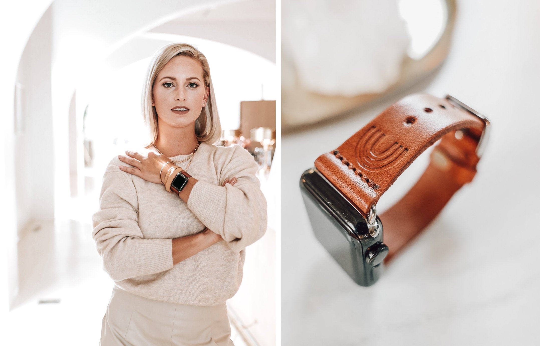 Rainbow iwatch leather band Leather Apple Watch band women | Etsy