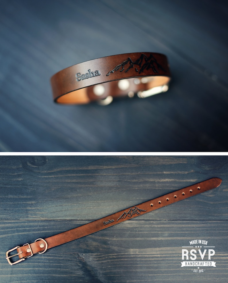 Personalized Leather Dog Collar Custom Leather Dog Collar Etsy
