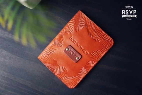 Palm Branches Leaves Leather Passport Holder Cover Case Travel One Pocket