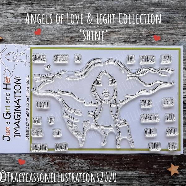 Angels of Love and Light A6 stamp set-Shine-Tracy Easson Illustrations-Photopolymer clear stamps for Cardmaking,Mixedmedia and scrapbooking