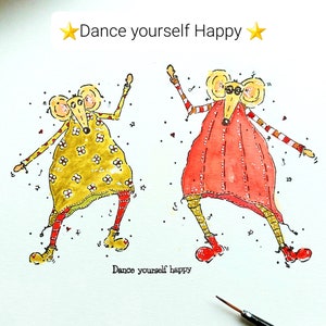 Juego de sellos Dance yourself Happy A6: The Mouseker Clan, ilustraciones de Tracy Easson, sellos de fotopolímero para hacer tarjetas, diarios artísticos y manualidades con papel