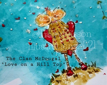 Love on a Hill Top A6 Stamp Set-The Clan McDougal-Tracy Easson Illustrations-Photopolymer stamps for Cardmaking,Art Journals,Paper crafting