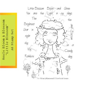 LITTLE BLOSSOM - Set de sellos Souls Bloom and Blossom A6 - Ilustraciones de Tracy Easson - Tarjetería - Bullet Journal - Técnica mixta - Scrapbooking