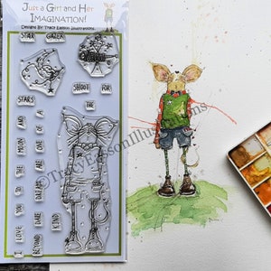 Star Gazers DL Stamps: Morty Bottoms {mouse} - Tracy Easson-illustraties - clearstamps van fotopolymeer voor kaarten maken, mixed media en scrapbooking