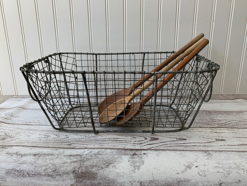 Vintage Wire Kitchen Basket Metal Storage Basket With Etsy