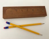 Vintage School Pencil Box Case with Ruler Lid, Sliding Cover Pencil Case, Classroom School Supplies, Writing Tools, Student Desk Organizer