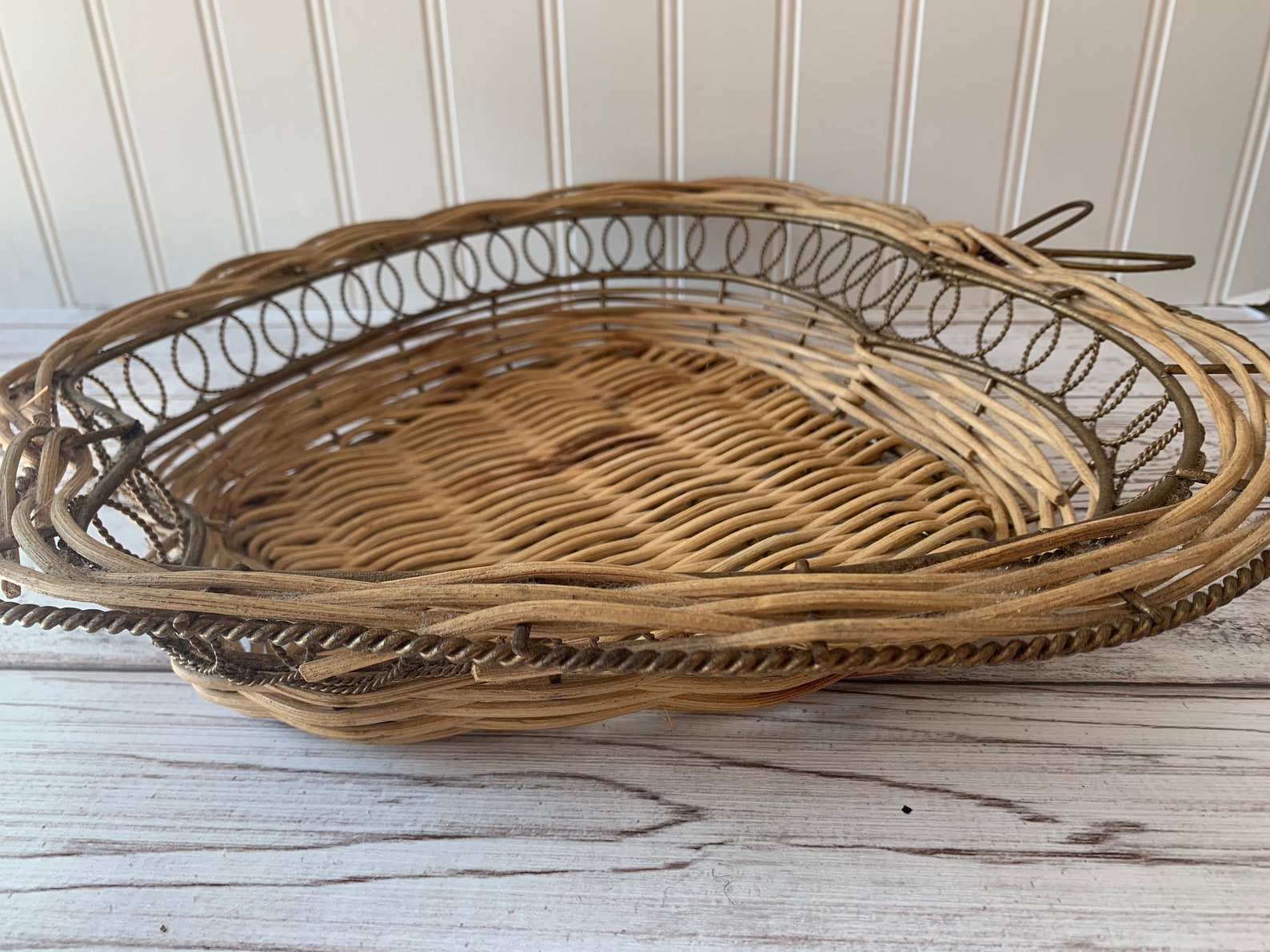 Vintage Apple Basket Apple Shaped Wicker and Metal Basket Etsy