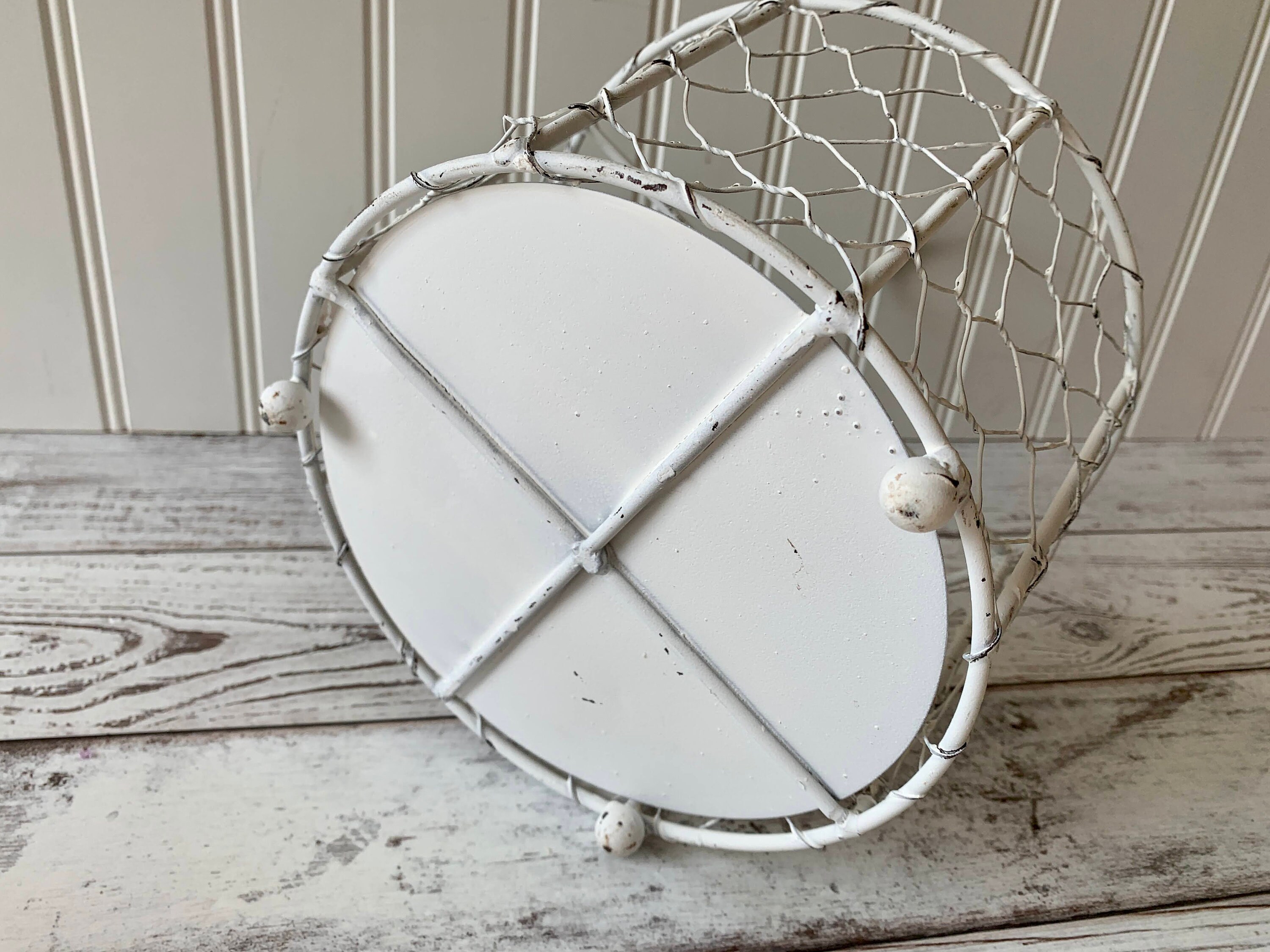 Cesta vintage de compartimento de alambre blanco cesta de | Etsy