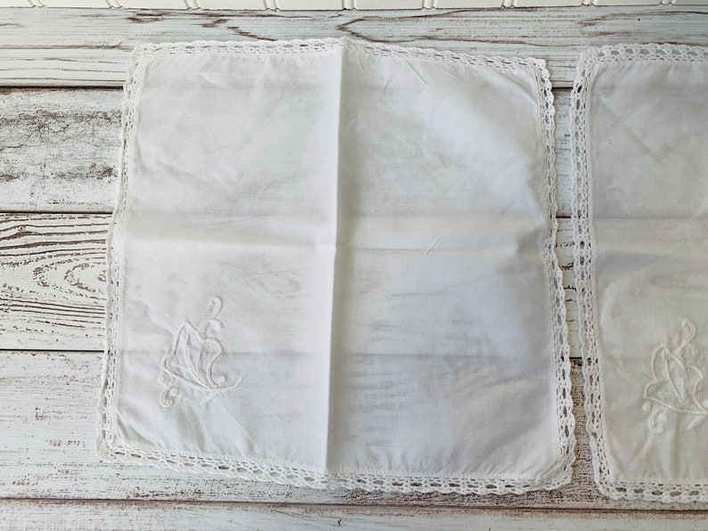 Cotton Napkins Embroidered White Table Linens Vintage White Napkins Set of 2