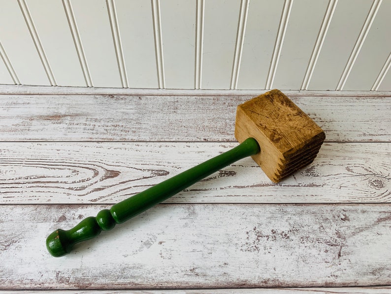 Vintage Kitchen Mallet Mallet With Green Wood Handle Dual Etsy