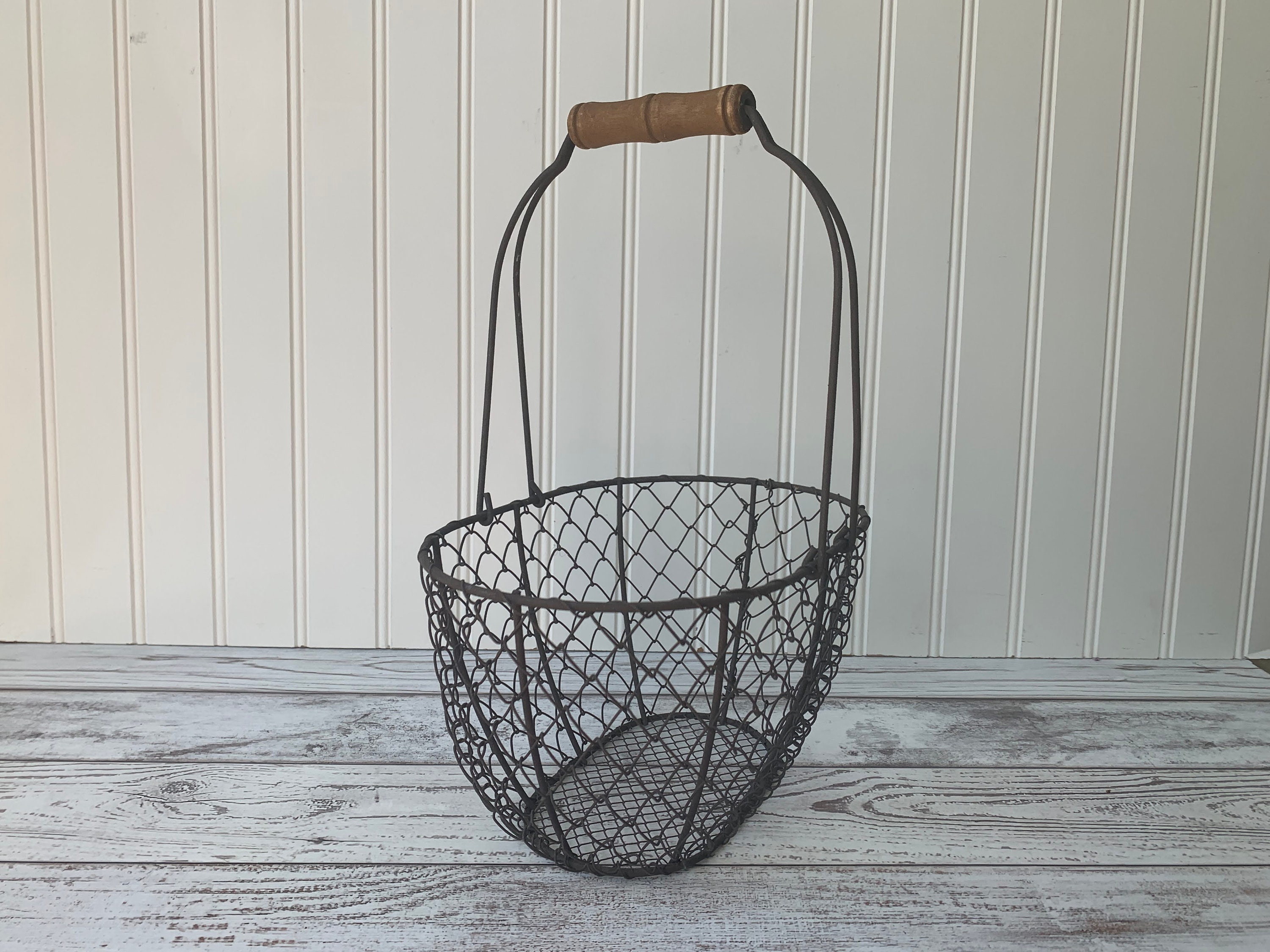 Vintage Wire Basket Chicken Wire Storage Basket with Handle Etsy