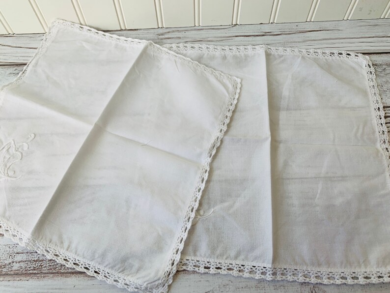 Cotton Napkins Embroidered White Table Linens Vintage White Napkins Set of 2