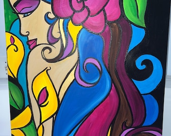Beautiful woman ORIGINAL ART on CANVAS Acrylic paining