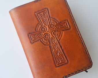 Celtic Cross Leather Journal - Reddish Brown