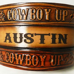 Child&#39;s Name Belt, COWBOY UP matches adult NBT952