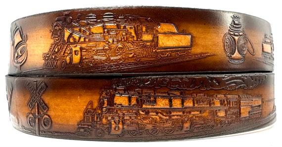 Leather Belt. BT113 Train Enthusiasts Belt; 1 1/2