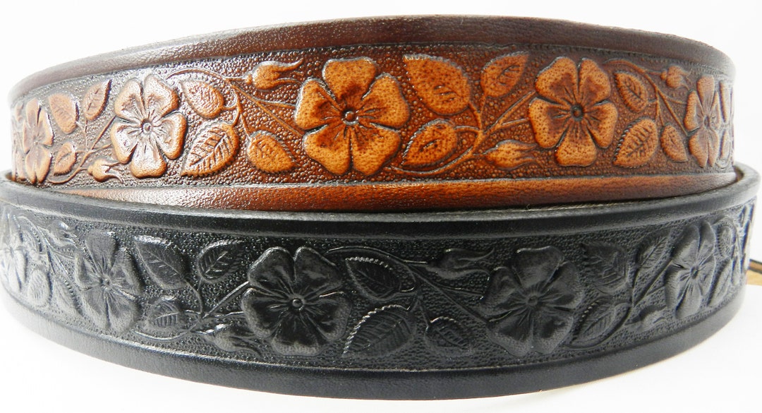 Leather Belt Flowers BT588 Belt is 1 1/2 Wide Includes Removable ...