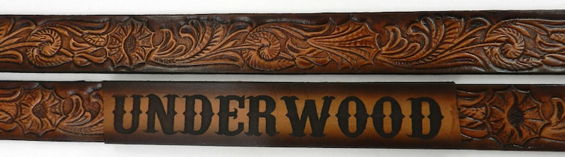 utility buckle /& leather keeper Name Belt Western design NBT928 Includes name in center back