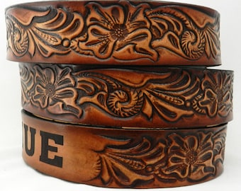 Name Belt Western design NBT927 - Belt is 1 1/2&quot; wide - Includes name in center back, removable utility buckle & leather keeper