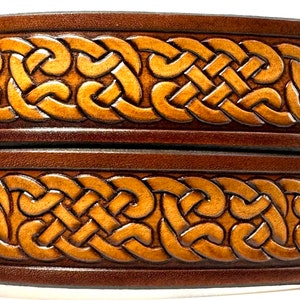 Leather Belt  BT530 CELTIC KNOT;  1 1/2&quot; wide Belt includes removable utility buckle, leather keeper
