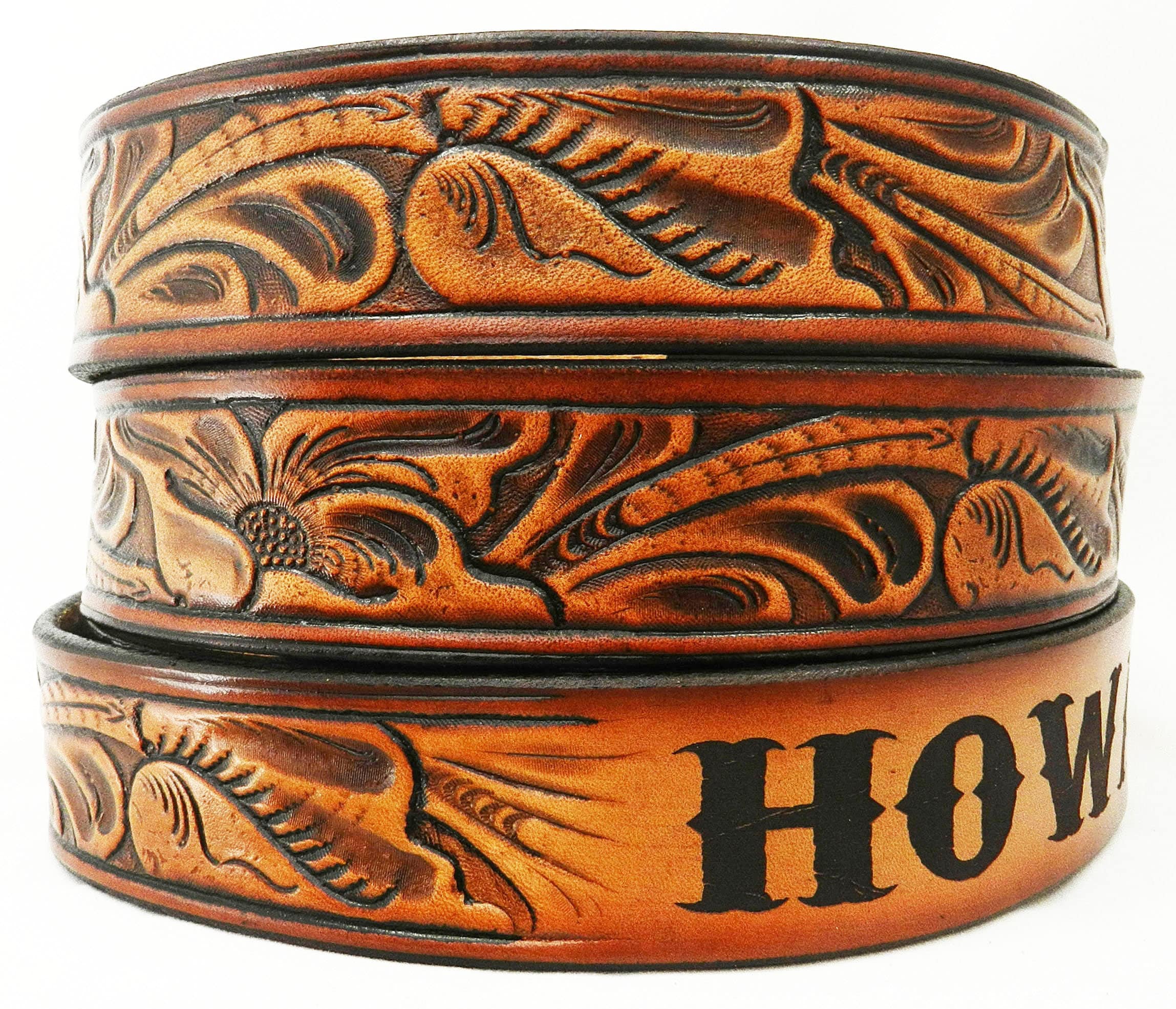 Name Belt. Western Design NBT929 - Belt is 1 1/2" wide - Includes name in center back, removable utility buckle & leather keeper