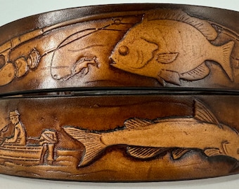 Leather Fisherman Belt BT103: 1 1/2" wide includes Utility Buckle, Leather Keeper