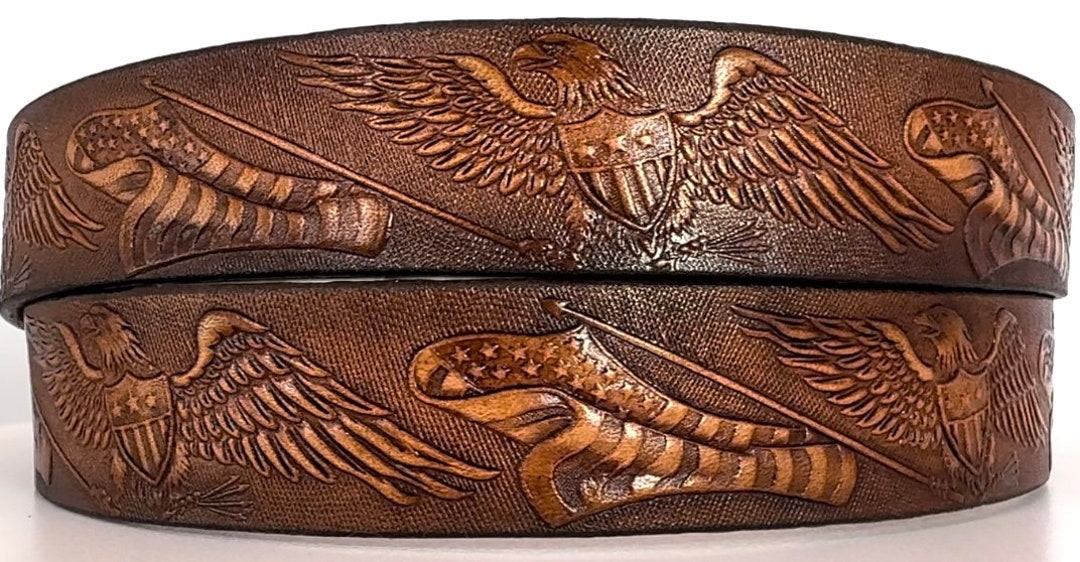 Ceinture en cuir patriotique BT528 aigles et drapeau américain La