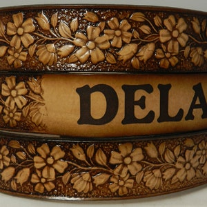 Child&#39;s Name Belt NBK965, String of Daisies Floral design matches adult NBT965