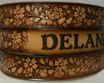 Child's Name Belt NBK965, String of Daisies Floral design matches adult NBT965
