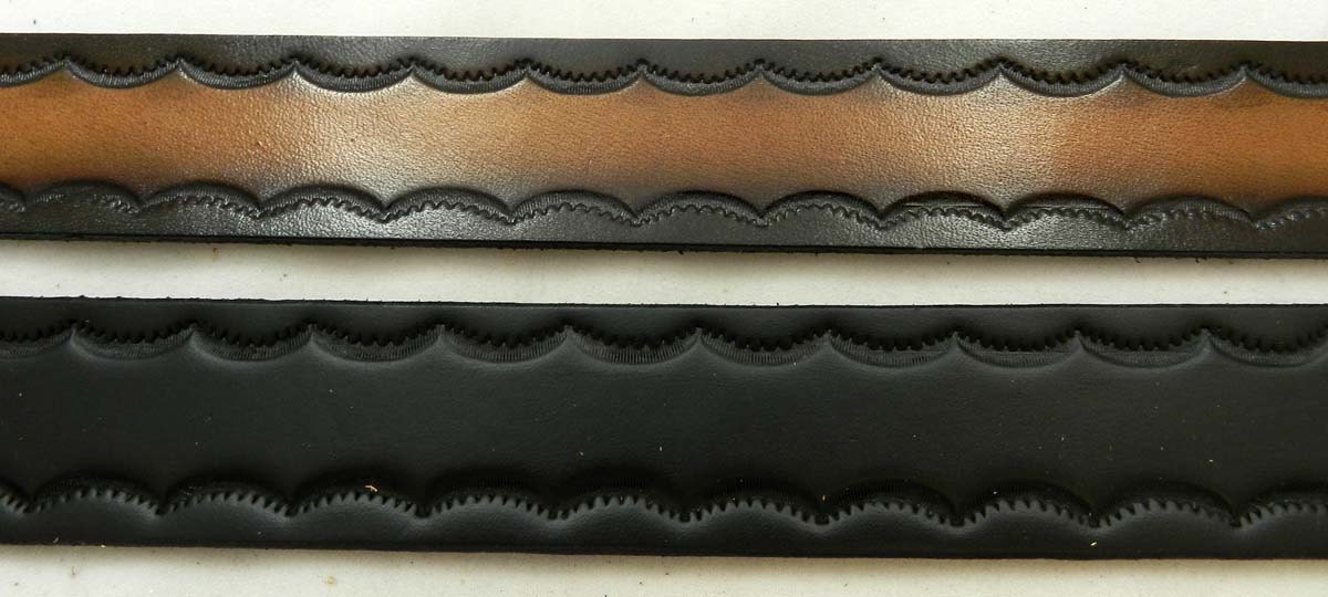 Leather Belt With Border Design - 1 1/2