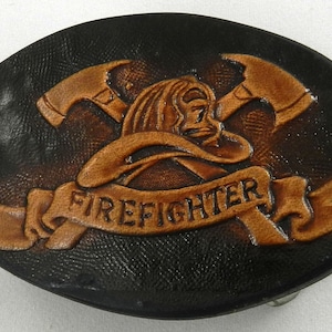 KIDS LEATHER BUCKLE Fireman for Kids 1 1/4&quot; Name Belts