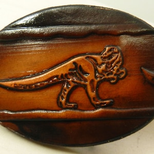 KIDS LEATHER BUCKLE Dinosaur for Kids 1 1/4&quot; Name Belts