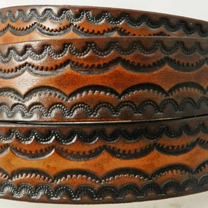 Leather Belt BT542 Double border design; 1 1/2&quot; wide  Includes removable utility buckle & leather keeper