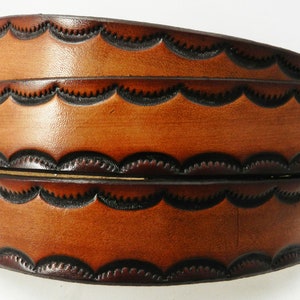 Leather Belt Border Design  BT519 - Belt is 1 1/2&quot; wide  Includes removable utility buckle & leather keeper