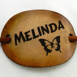 Leather Barrette Personalized.  Choose from eight designs