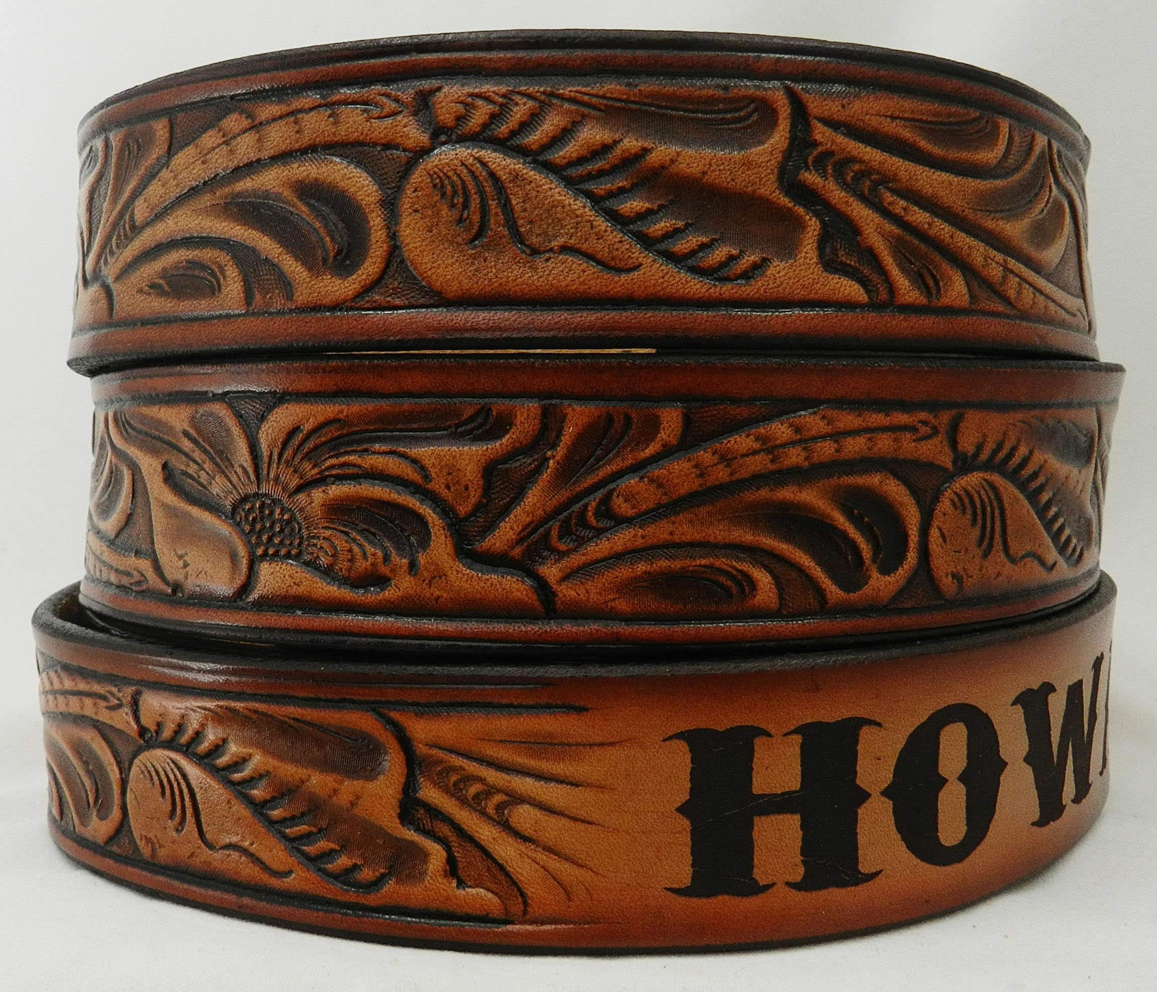 Name Belt. Western Design NBT929 - Belt is 1 1/2&quot; wide - Includes name in center back, removable utility buckle & leather keeper