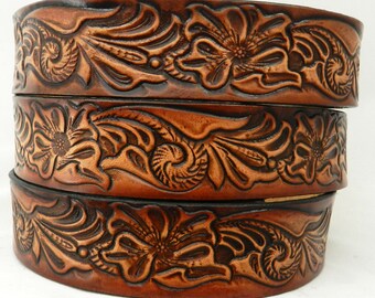 Levi’s full grain steer hide leather made USA Hand-tooled leather western belt Levi main image 4