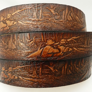 Leather Belt Turkey Hunter BT123  Brown; 1 1/2" wide,  Includes removable utility buckle & leather keeper