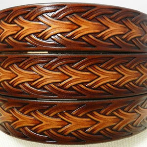 Cinturón de cuero estrecho Western Weave: BT970N es 1 1/4 "de ancho, peso más ligero 8-9oz cuero Incluye hebilla de utilidad extraíble y guardián de cuero