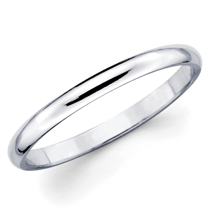 14K Solid White Gold 2mm Plain Wedding Band Ring Etsy