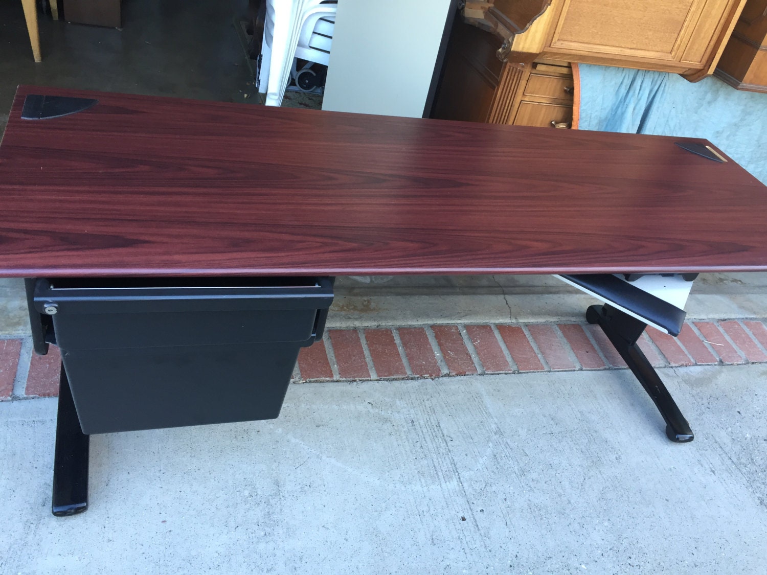 SteelCase Desk with Drawers and keyboard Tray Shipping is Etsy