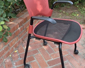 Herman Miller Red/Black Caper Stackable Chair with Armrest (Shipping is NOT free)