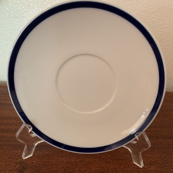 William-Sonoma Brasserie Blue-Banded Porcelain Large Saucers ~ Set of 2