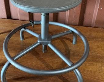 1960's Vintage Industrial Metal Stool ~ Drafting Swivel Stool *(Shipping is Not Free)