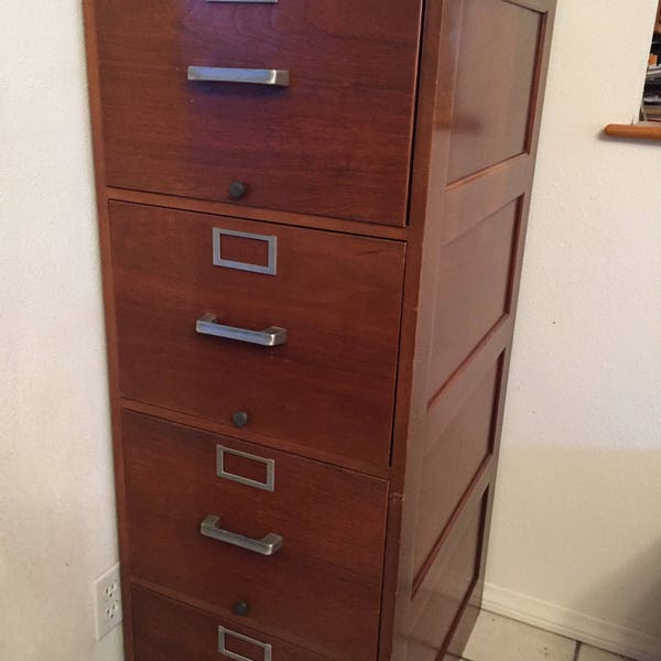 Vintage Globe-Wernicke Co 4 Drawer Wooden File Cabinet *(Shipping is not free)