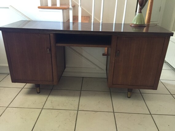 Vintage Mid Century Modern Kneehole Credenza Desk Shipping Etsy